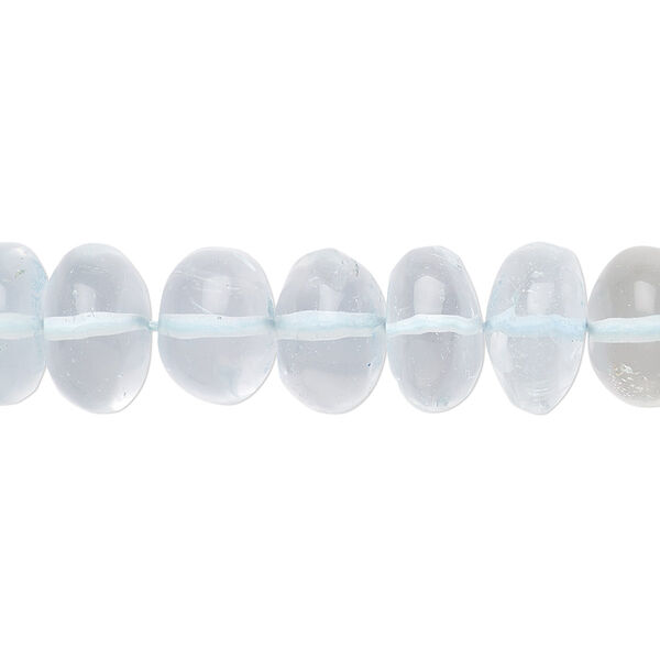 Bead, quartz crystal (dyed), blue, 10x5mm-12x9mm hand-cut rondelle, B grade, Mohs hardness 7. Sold per 15" to 16" strand. image number 0