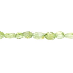 Peridot 1pkg1, hand-cut faceted oval bead natural 15.5-16 inch 5x4mm-6x4mm