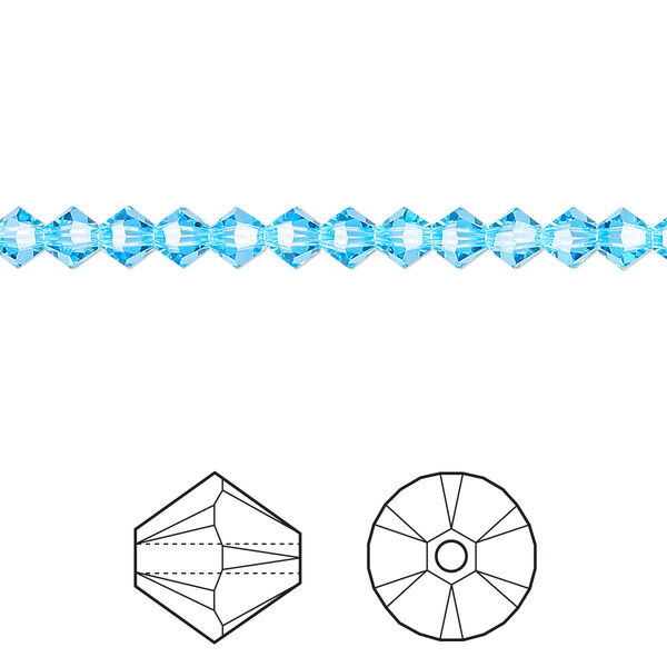 Bead 48pk aquamarine, Crystal Passions® 4mm bicone 5328 image number 0
