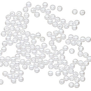 Bead, acrylic pearl, white, 2.5mm round. Sold per pkg of 160.