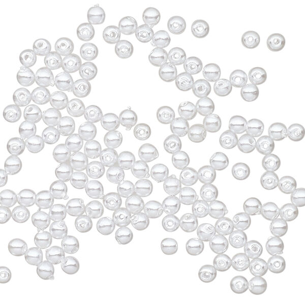 Bead, acrylic pearl, white, 2.5mm round. Sold per pkg of 160. image number 0