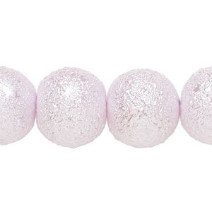 Bead, glass, opaque lilac, 16mm textured round. Sold per 15-1/2" to 16" strand.