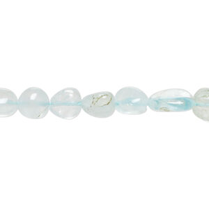 Aquamarine 1pkg1, hand-cut pebble bead, 14 inch small to medium