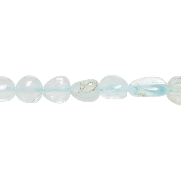Aquamarine 1pkg1, hand-cut pebble bead, 14 inch small to medium image number 0