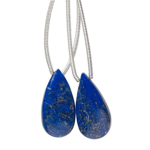 Lapis lazuli 1pkg2, hand-cut top-drilled puffed teardrop bead natural B grade, 20x10mm image number 0