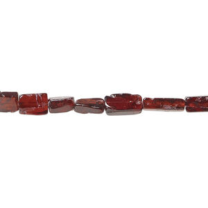 Garnet 1pkg1, hand-cut flat rectangle / square tube bead natural, 13 inch 5x4mm-9x5mm