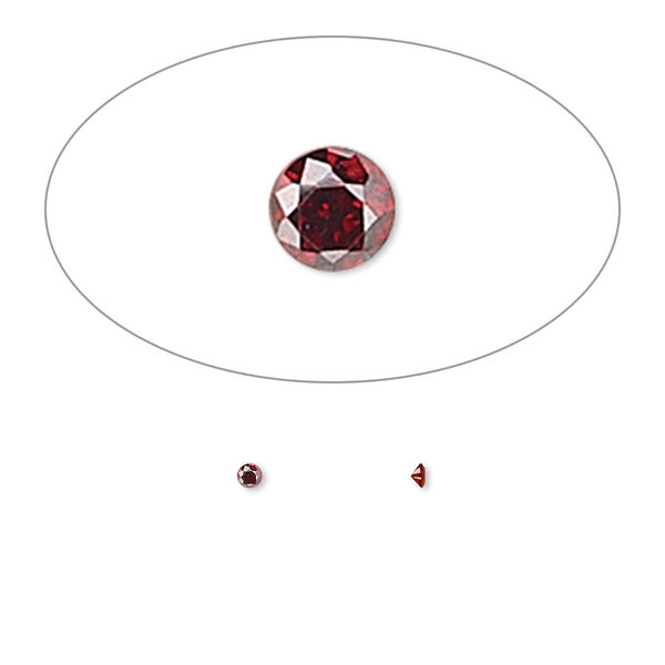 Gem, cubic zirconia, garnet red, 1.5mm faceted round, Mohs hardness 8-1/2. Sold per pkg of 10. image number 0