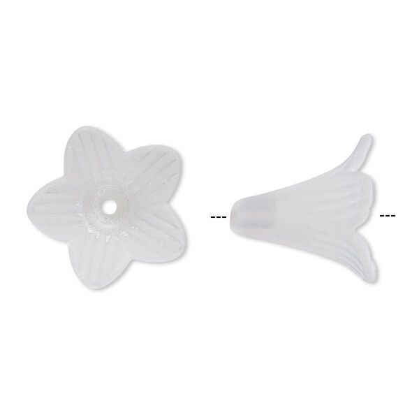 Component, acrylic, frosted clear, 22x22mm flower. Sold per pkg of 25. image number 0