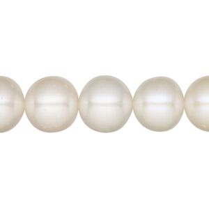 Pearl, White Lotus™, cultured freshwater (bleached), white, 12-13mm semi-round, C+ grade, Mohs hardness 2-1/2 to 4. Sold per 15-1/2" to 16" strand.
