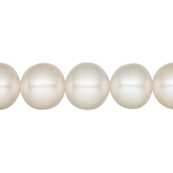 Pearl, White Lotus™, cultured freshwater (bleached), white, 12-13mm semi-round, C+ grade, Mohs hardness 2-1/2 to 4. Sold per 15-1/2" to 16" strand. image number 0