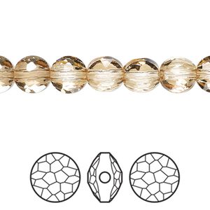 Bead 144pk crystal golden shadow, Swarovski® 8mm puffed round 5034