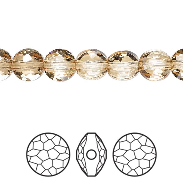 Bead 144pk crystal golden shadow, Swarovski® 8mm puffed round 5034 image number 0