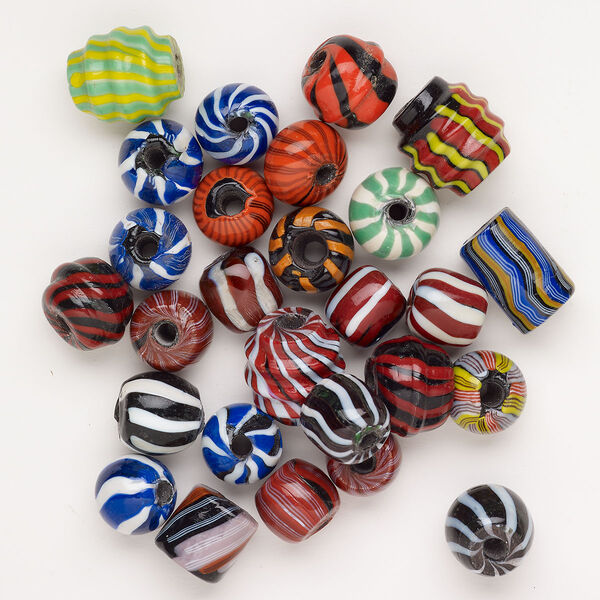 Bead mix lampworked glass 1pk 16x11mm-29x27mm mixed shapes, mixed colors 8 ounce image number 0