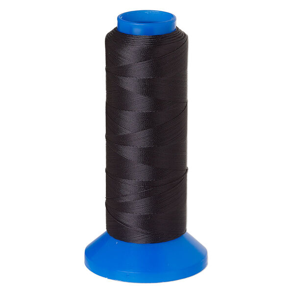 Cord, Griffin, nylon, black, 0.3mm, 8.3-pound test. Sold per 600-meter spool. image number 0