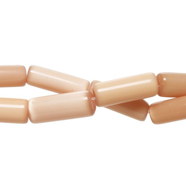 Bead 1pkg2 cat's eye glass (fiber optic glass), 15x5mm-17x6mm round tube, light taupe image number 0