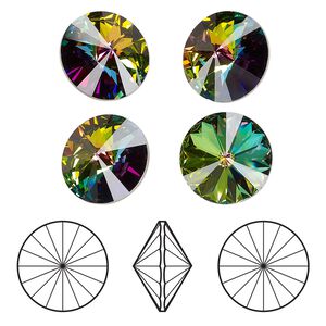 Chaton 4pk crystal vitrail medium foil back, Crystal Passions® 16mm rivoli 1122