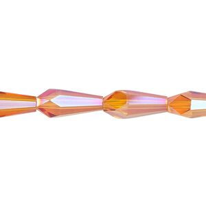 Bead, glass, crystal astral pink, 14x6mm faceted teardrop. Sold per 15-1/2 to 16-inch strand.