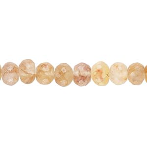 Yellow iron quartz 1pkg1, hand-cut faceted rondelle bead natural 14 inch 6x5mm-7x6mm