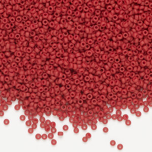 Seed bead, Miyuki, glass, 1pkg250g, #15 rocaille, opaque matte luster brick red (RR-2040)