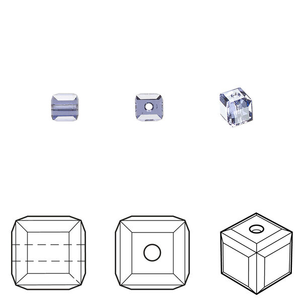 Bead 12pk tanzanite, Crystal Passions® 4mm cube 5601 image number 0