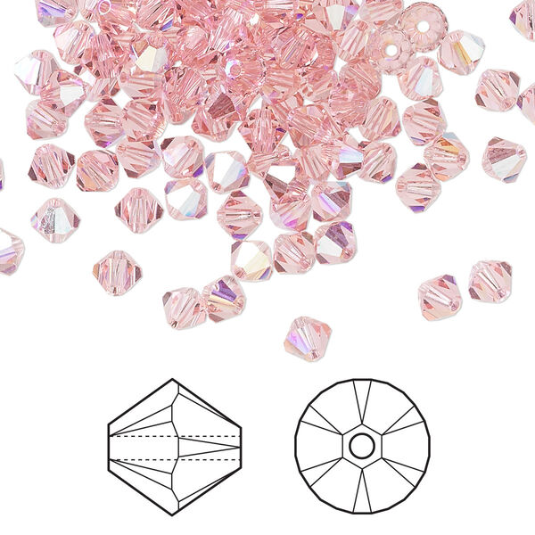 Bead 144pk light rose AB, Crystal Passions® 4mm bicone 5328 image number 0