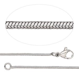 Chain 1pkg1 snake, 1.2mm / lobster claw clasp, stainless steel 16 & 18 inch
