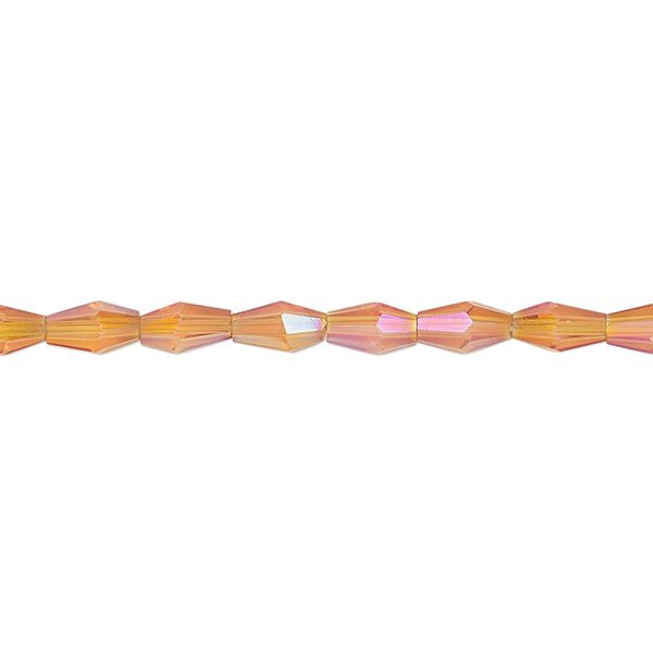 Bead, glass, crystal astral pink, 6.5x3.5mm long bicone. Sold per 15-1/2 to 16-inch strand. image number 0