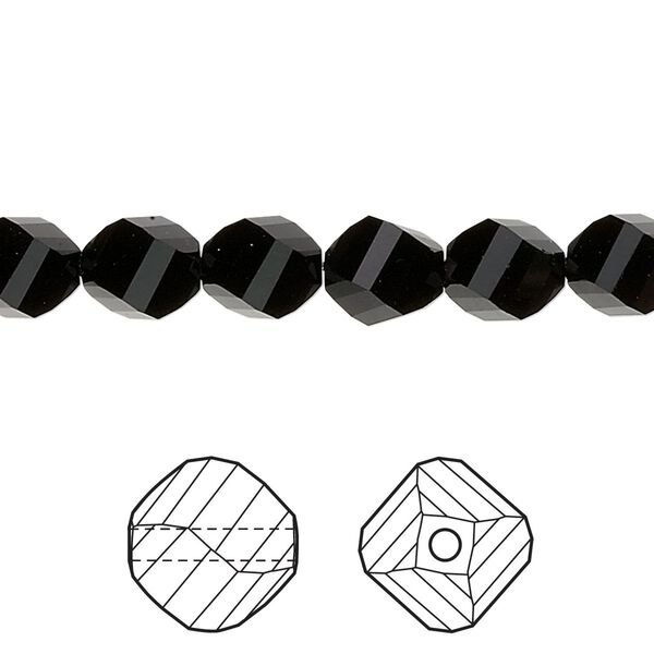 Bead 12pk jet, Crystal Passions® 8mm helix 5020 image number 0