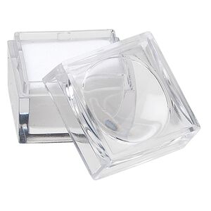 Magnifying box, 2x power, plastic and cotton foam, clear and white, 1 x 1 x 7/8 inch. Sold per pkg of 12.