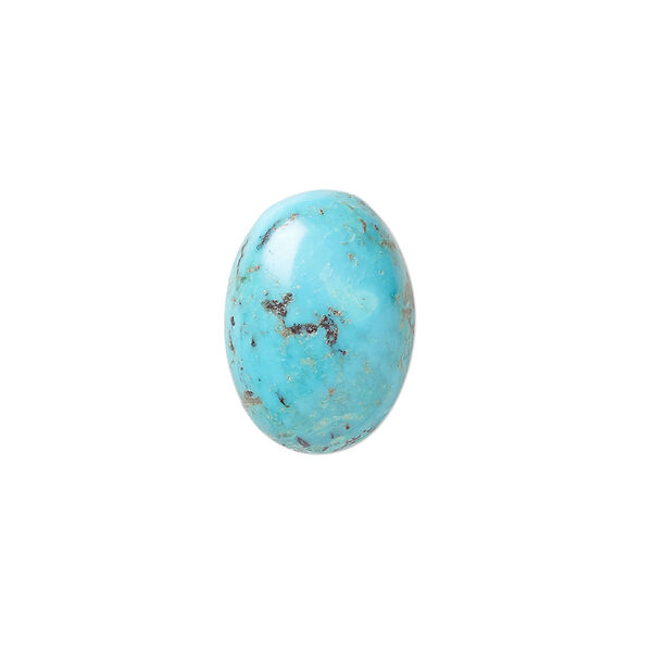 Cabochon, turquoise (dyed / stabilized), blue, 18x13mm calibrated oval, C grade, Mohs hardness 5 to 6. Sold individually. image number 0