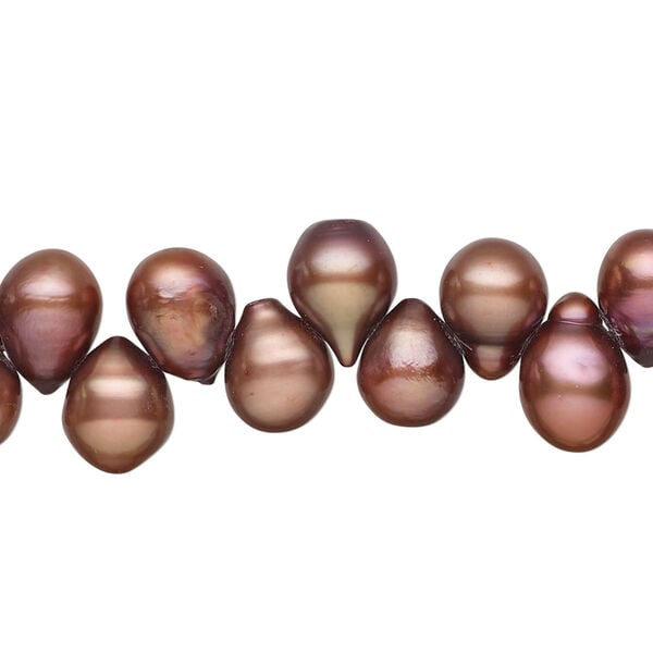 Freshwater pearl 1pkg1, top-drilled rice, 15 inch rhubarb 7x7mm-10x8mm cultured image number 0