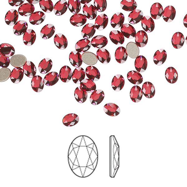 Flat back 12pk scarlet foil back, Crystal Passions® 4x3mm oval 2603 image number 0