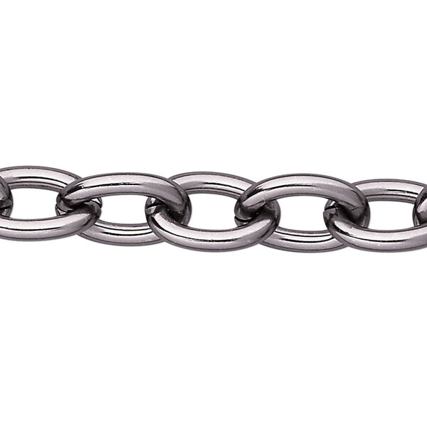 Chain, anodized aluminum, gunmetal, 11mm cable. Sold per pkg of 5 feet. image number 0
