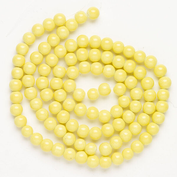 Glass 1pkg1, round bead yellow 30 inch 8mm image number 0