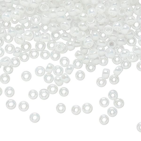 Seed bead, TOHO BEADS®, glass, pkg/50g, #8 round, opaque ceylon snowflake (TR-08-141). image number 0