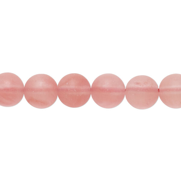 Bead, cherry "quartz" (glass), matte pink, 8mm round. Sold per 8-inch strand, approximately 20-25 beads. image number 0