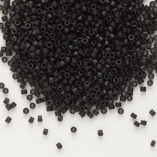Seed bead, Delica®, glass, pkg/7.5g, #11 round, opaque matte black (DB-0310). image number 0