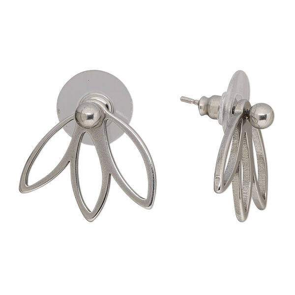 Earstud, stainless steel, 4mm ball with 20.5x18.5mm 3-marquise jacket. Sold per pair. image number 0