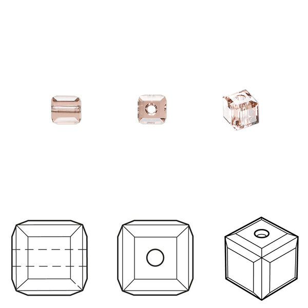 Bead 12pk rose peach, Crystal Passions® 4mm cube 5601 image number 0