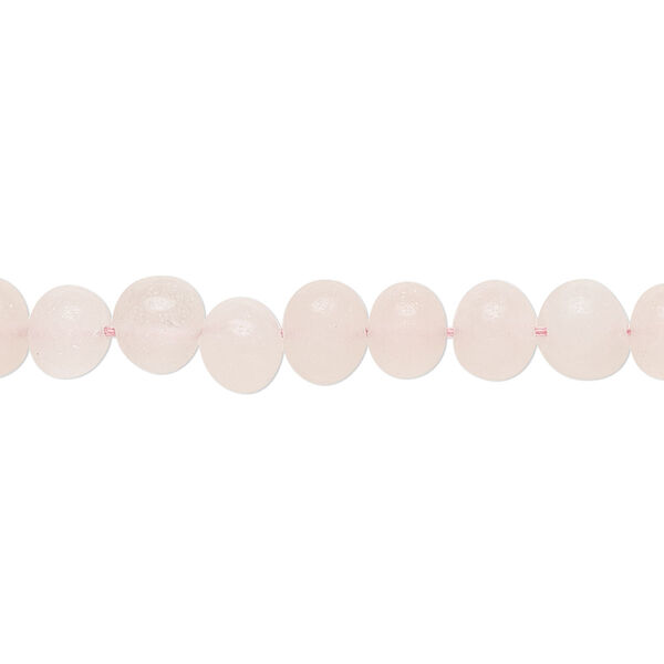Bead, rose quartz (natural), light to medium, 6x4mm-7x5mm hand-cut rondelle and 6-7mm round, C- grade, Mohs hardness 7. Sold per 14-inch strand, approximately 65 beads. image number 0