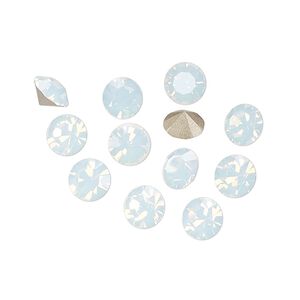 Chaton 12pk white opal foil back, Preciosa MAXIMA Czech crystal rhinestone 6.14-6.32mm 15-cut faceted round SS29