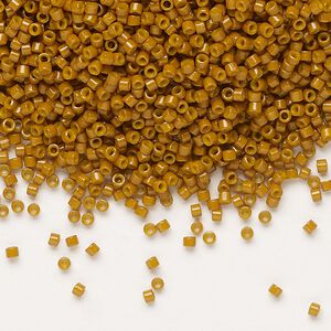 Seed bead, Delica®, glass, pkg/7.5g, #11 round, Duracoat® opaque outside dyed toast (DB-2110).
