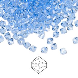 Bead 48pk light sapphire, Preciosa Czech crystal 4mm bicone