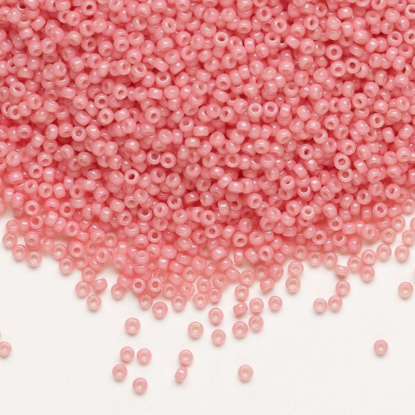Seed bead, Miyuki, glass, pkg/35g, #15 rocaille, Duracoat® opaque outside dyed guava, (RR-4465). image number 0