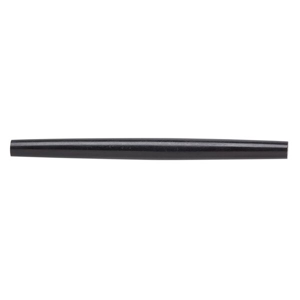 Bead, horn (dyed), black, 98x6mm-100x9mmmm hand-cut hairpipe, Mohs hardness 2-1/2. Sold per pkg of 12. image number 0