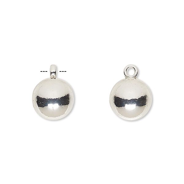 Drop, silver-finished "pewter" (zinc-based alloy), 10mm round. Sold per pkg of 10. image number 0