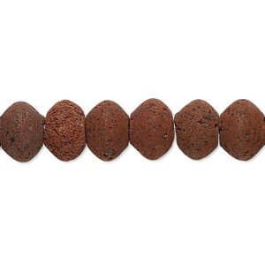 Lava rock 1pkg1, saucer bead natural 15.5-16 inch 10x7mm