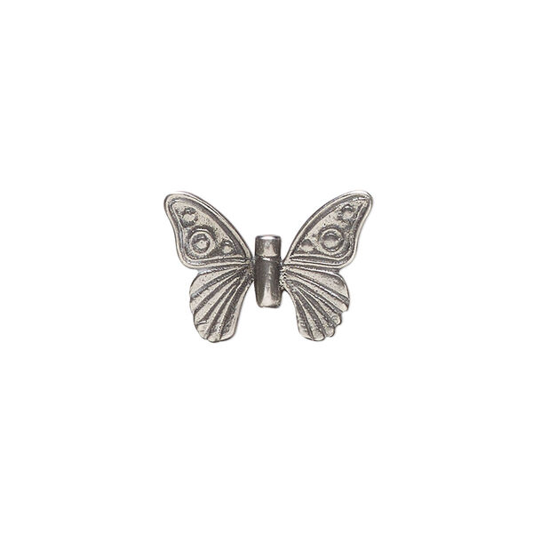 Bead, JBB Findings, antiqued sterling silver, 17x13mm butterfly. Sold individually. image number 0