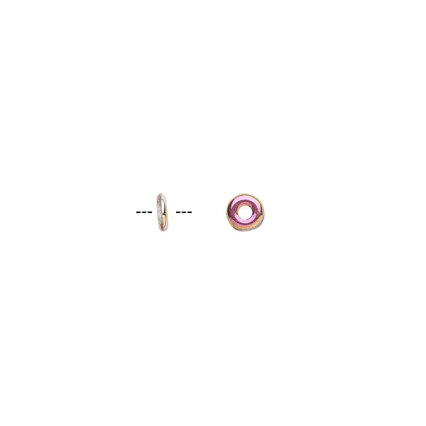 Bead, Czech pressed glass, translucent clear with half-coat dark amber, 4x1mm ring. Sold per pkg of 100. image number 0