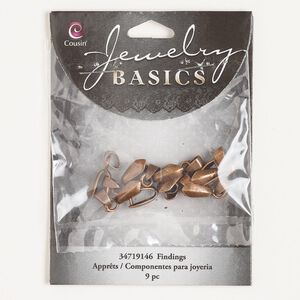 Bail, ice-pick, brass, pkg/9, 11x5mm shield with 8.2mm grip length, copper finish.